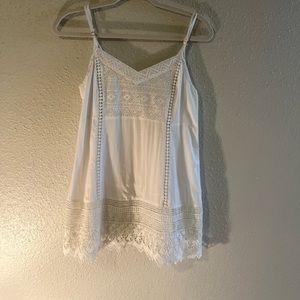 Lorimer NYC White Semi-Sheer Crochet Tank Top size S